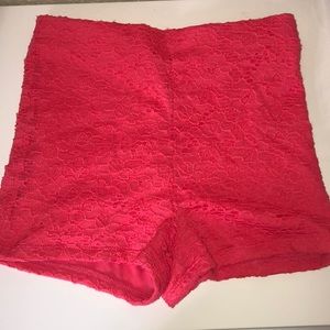 NWOT Hot Pink Lace Booty Shorts - Soft and Comfy Textured Fabric Y2K Trendy